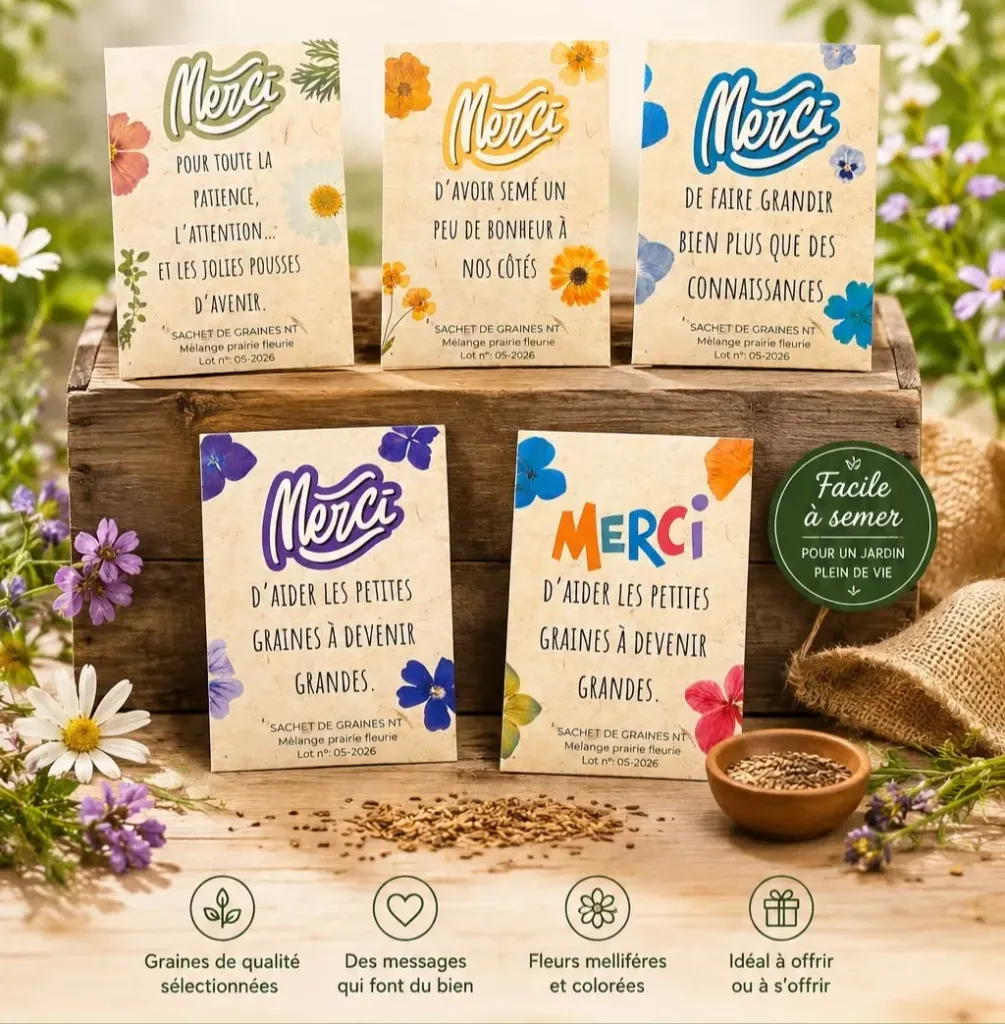 Sachet de graines avec message (Merci pour tout ce que tu fais grandir autour de toi)